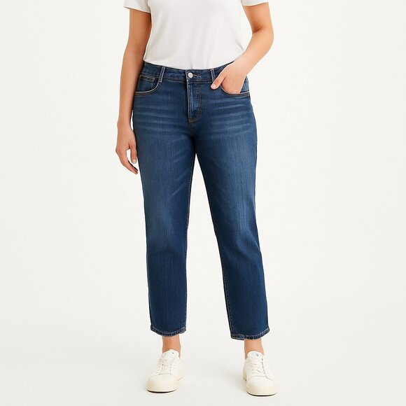 Levi’s Womens 30 Blue Boyfriend Jeans Mid Rise Straight Leg Denim Pants - Picture 1 of 15